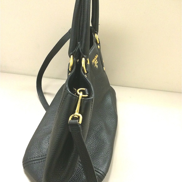 100% Authentic PRADA VITELLO DAINO NERO PEBBLED LE - Picture 5 of 8